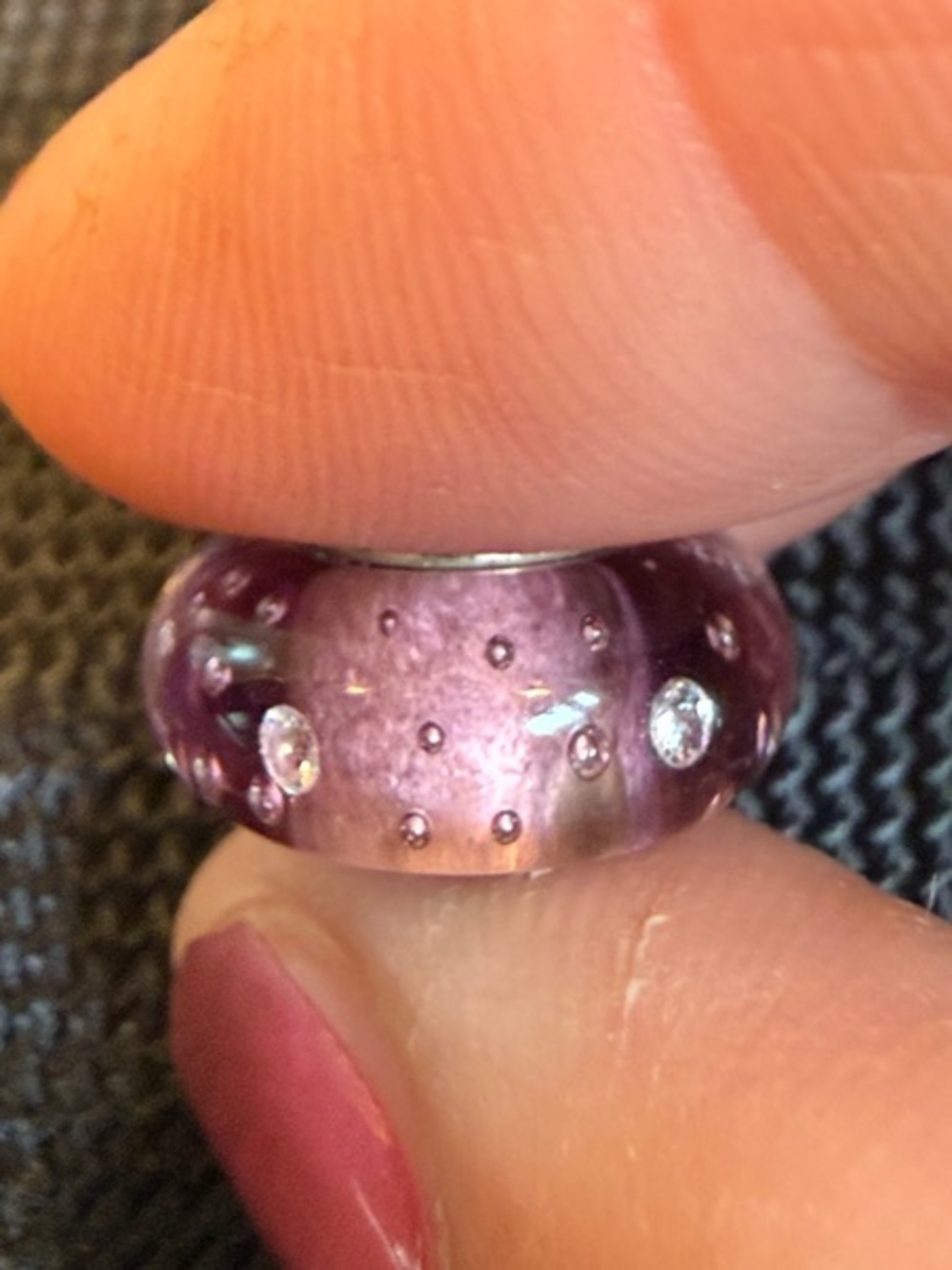 Pandora Purple Murano Glass Bead with Clear Dot Accents